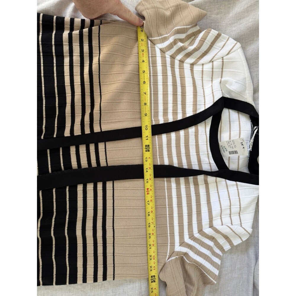 Megan Lee Layered Cardigan Top Women's Size 18W White Black Tan Twofer One Top - Picture 6 of 7
